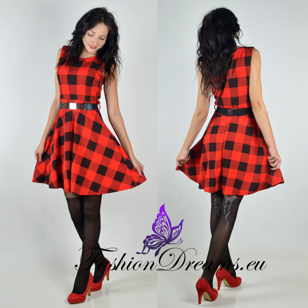 Ruuduline skater-kleit vööga - Image 2