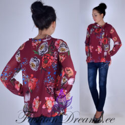 Veinipunane lilledega sifoon-pluus