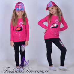 Värvimuutvate litritega pluus flamingoga