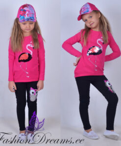 Värvimuutvate litritega pluus flamingoga