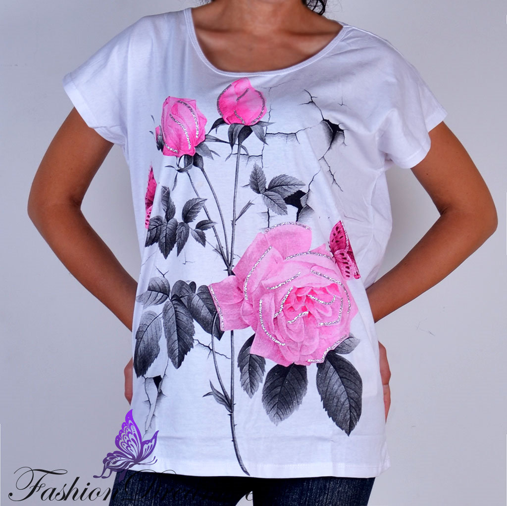 T-särk roosidega
