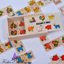 Puidust doomino lauamäng looma piltidega