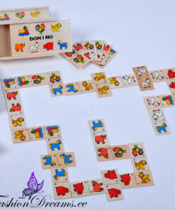 Puidust doomino lauamäng looma piltidega