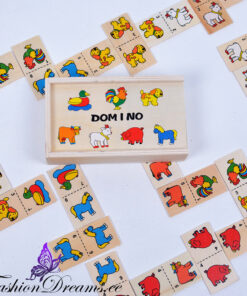 Puidust doomino lauamäng looma piltidega
