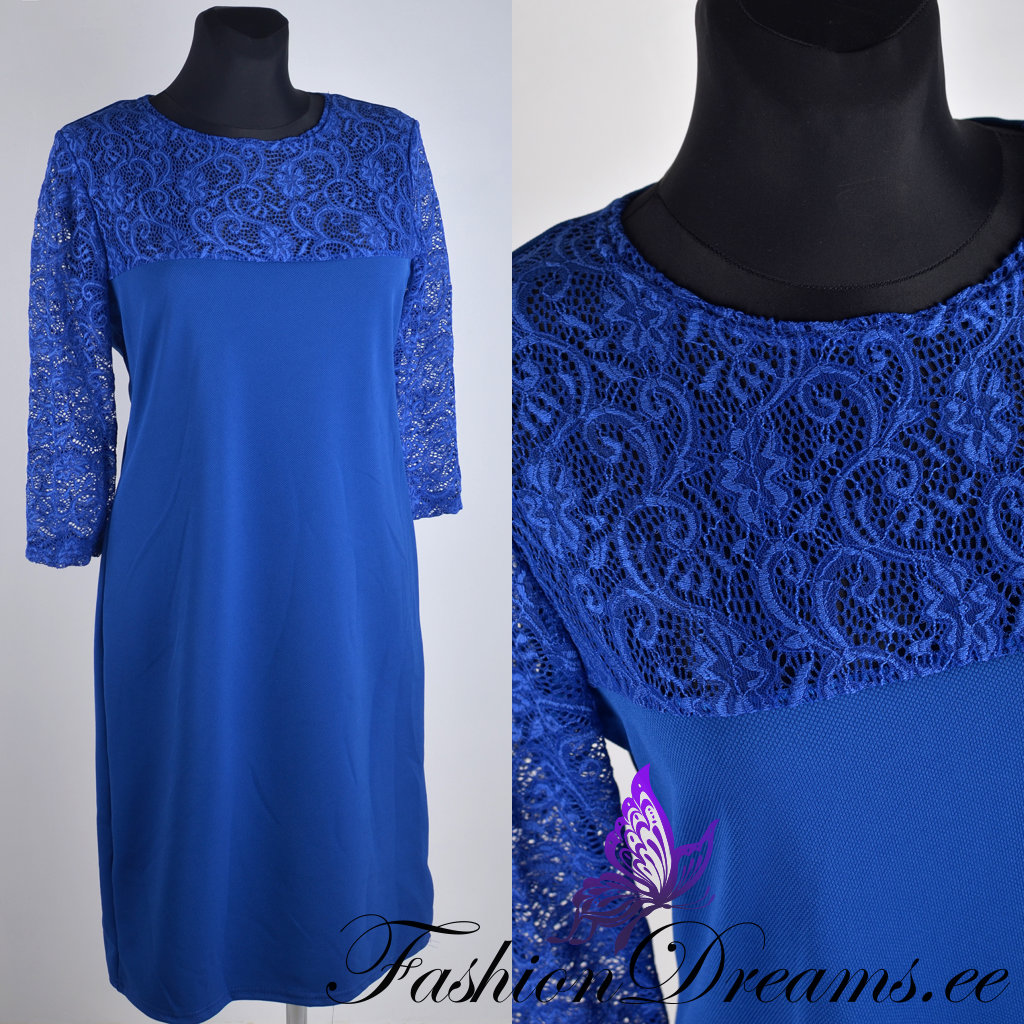 Sinine pitsiga kleit (44-52)