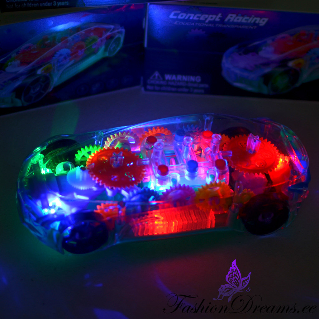 Heli- ja valgusefektidega isesõitev auto