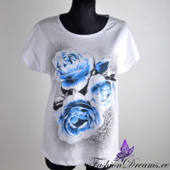 T-särk siniste roosidega