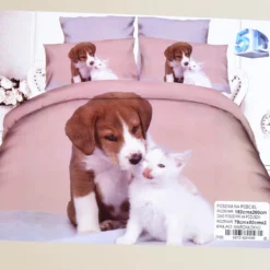 Voodipesu komplekt koera ja kassiga 160x200cm