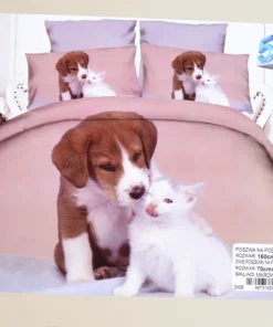 Voodipesu komplekt koera ja kassiga 160x200cm