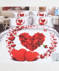 4-osaline voodipesu komplekt südametega 200x220cm