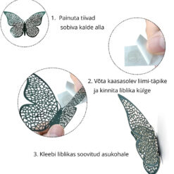 3D liblikatega dekoratiiv-kleepsud - 24tk Soodukas.Com