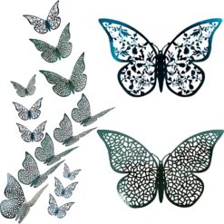 3D liblikatega dekoratiiv-kleepsud - 24tk