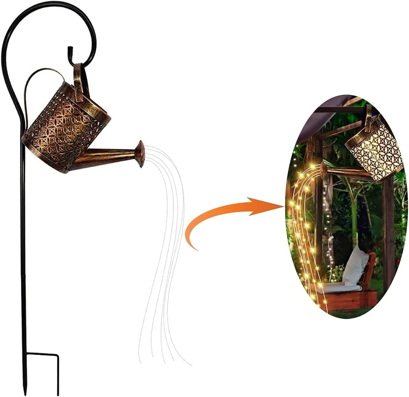 Päikesepatareiga dekoratiivne aiavalgusti - LED kastekann - Image 2