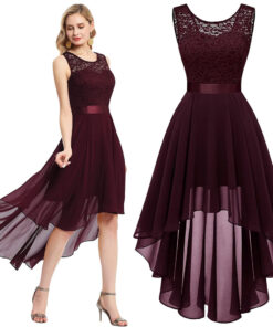 pidulik high low kleit veinipunane