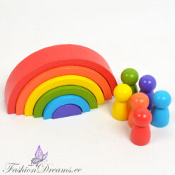 Alternative view of Puidust vikerkaare klotsid ja mängufiguurid