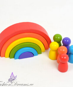 Alternative view of Puidust vikerkaare klotsid ja mängufiguurid