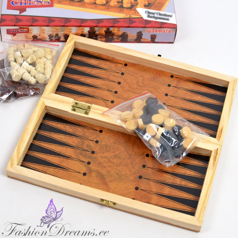 3in1 lauamängude komplekt - puidust male, kabe, backgammon - Image 3