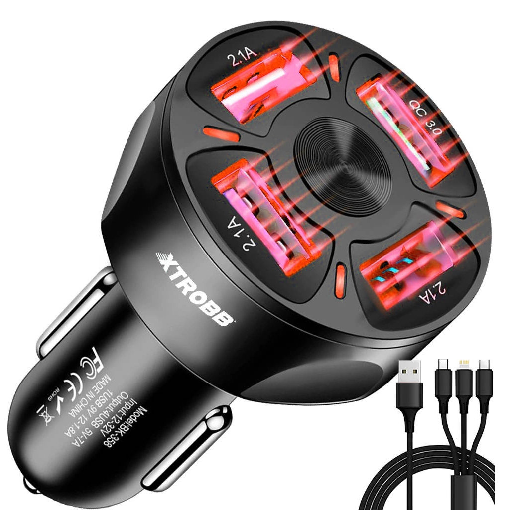 Autolaadija 4x USB + universaalne kaabel – Soodukas.Com USB laadija autosse