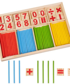 Puidust arvutuspulgad ja numbriklotsid