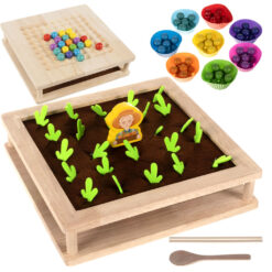 2in1 puidust motoorikamäng - köögiviljaaed + kuulimäng