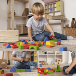 Puidust ehitusklotsid 100tk + kujundite sorteerija Soodukas.Com