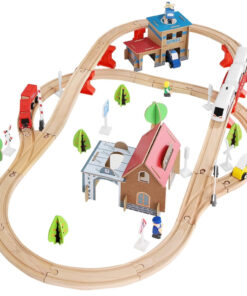 Puidust raudtee komplekt isesoitva rongiga 6