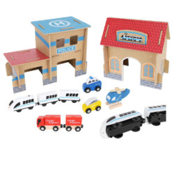 Puidust raudtee komplekt isesõitva rongiga Soodukas.Com