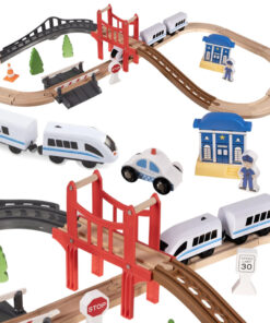 Puidust raudtee komplekt isesõitva rongiga