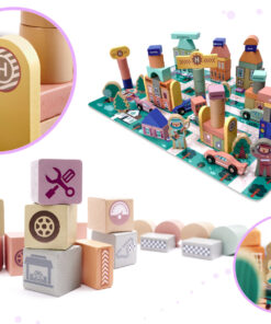 Educational wooden blocks race track 160el 88450