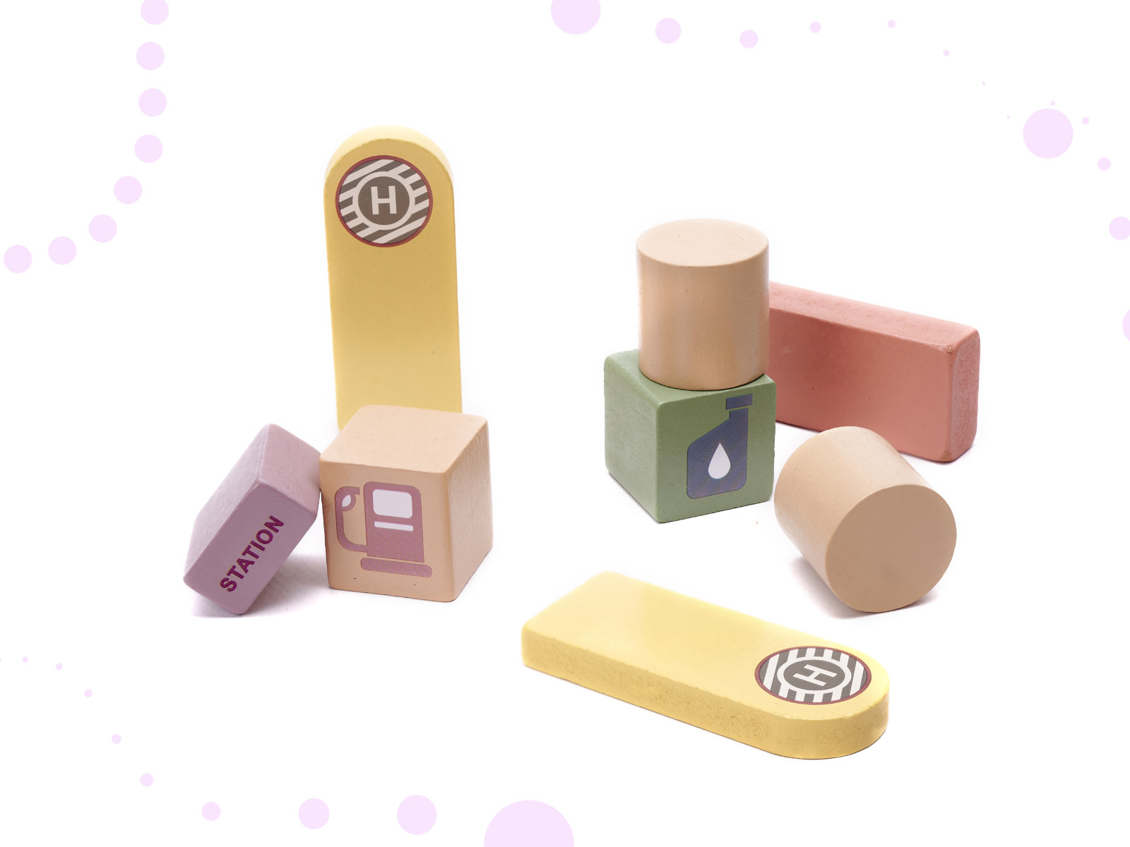 Puidust klotsid linna ning võidusõiduraja ehitamiseks + autod ja figuurid (160 osa) - Image 15