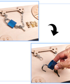 Wooden sensory manipulation board green clock 75x50cm 139013