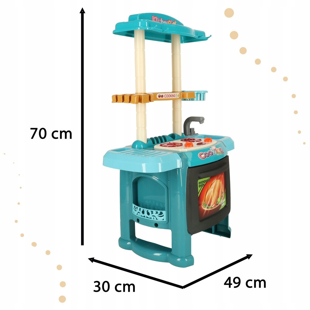 Mänguköök heli- ja valgusefektide, voolava kraanivee ja aurufunktsiooniga + nõud ja toiduained - Image 8