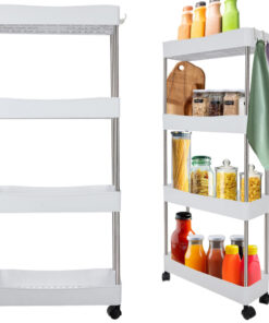 Kitsas ratastega riiul