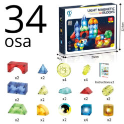 Ruumilised magnetklotsid valgustusega Soodukas.Com