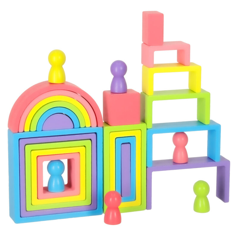 Alternative view of Montessori puidust vikerkaare klotsid