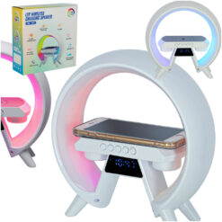 Induktsioonlaadija LED-valgustuse, kella ja kõlariga