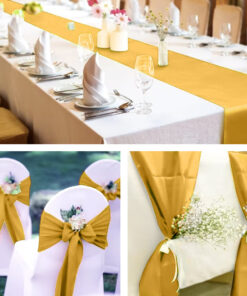 9m kuldne satiinist lauajooksja-laudlina