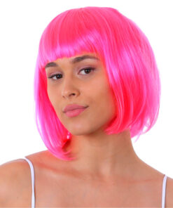 Lühike neoonroosa parukas