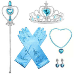 Printsessi aksessuaaride komplekt - kroon, võlukepp, kindad, ehted (Frozen Elsa kostüüm)