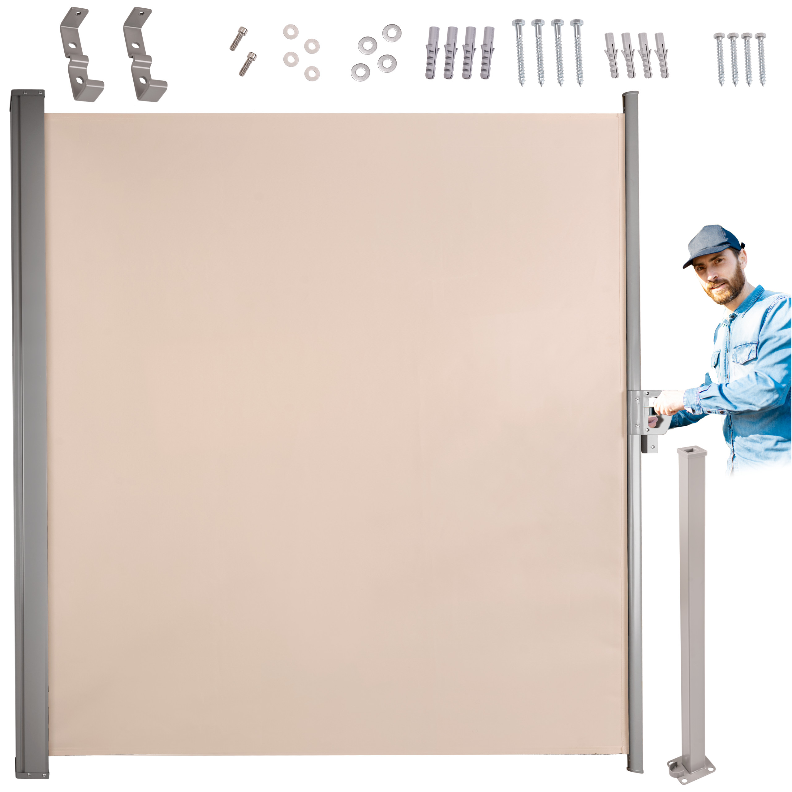 Lahtitõmmatav terrassi sein - külgmarkiis 180 x 400cm - Image 3