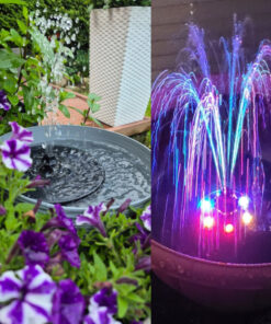 Alternative view of Ujuv purskkaev päikesepaneeli ja LED valgustusega