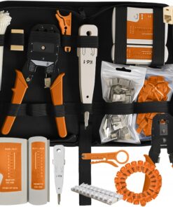 145-osaline võrgutööriistade komplekt - kaablitester, krimpimistangid jpm