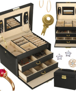 Lukustatav sahtlite ja peegliga ehtekarp