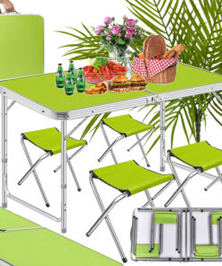 Kokkupandav matkalaud + 4 tooli