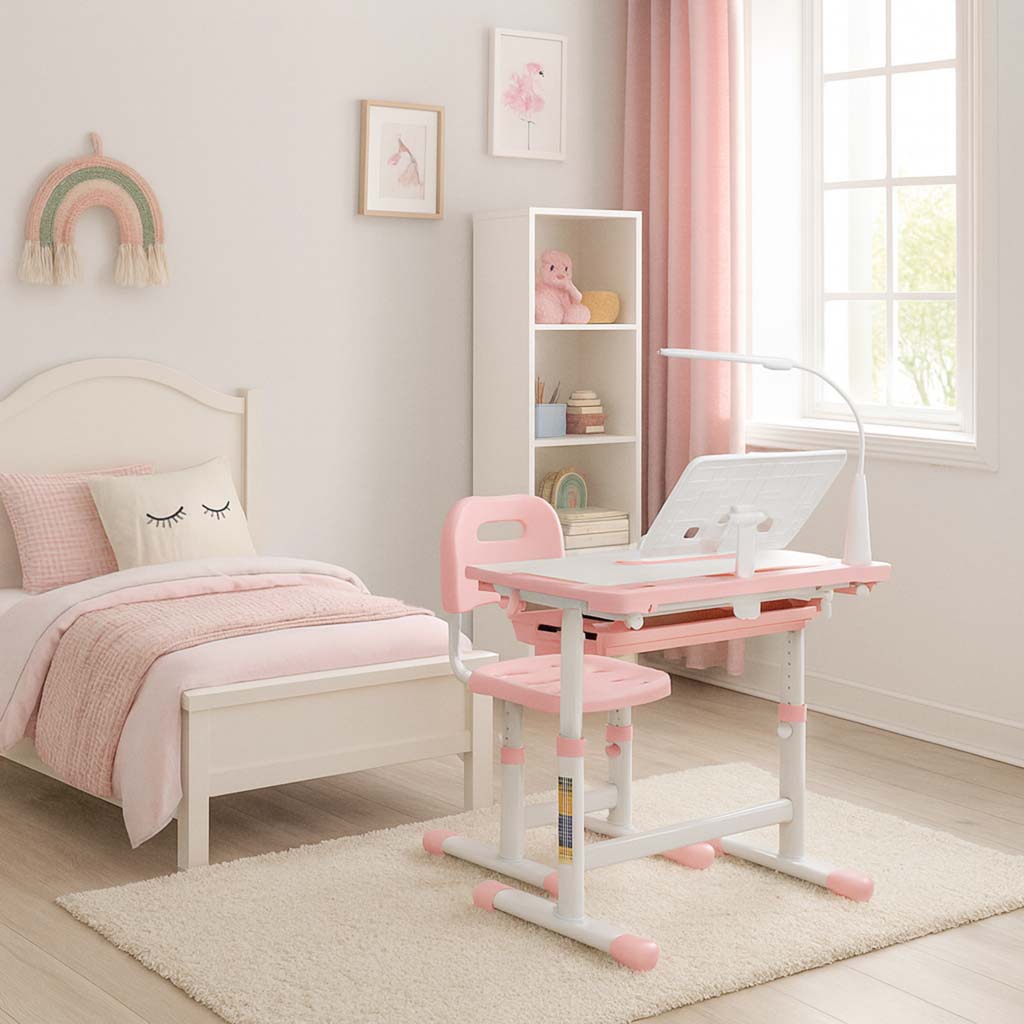 Reguleeritav laste kirjutuslaud ja tool + LED lamp ja lisad - Image 13