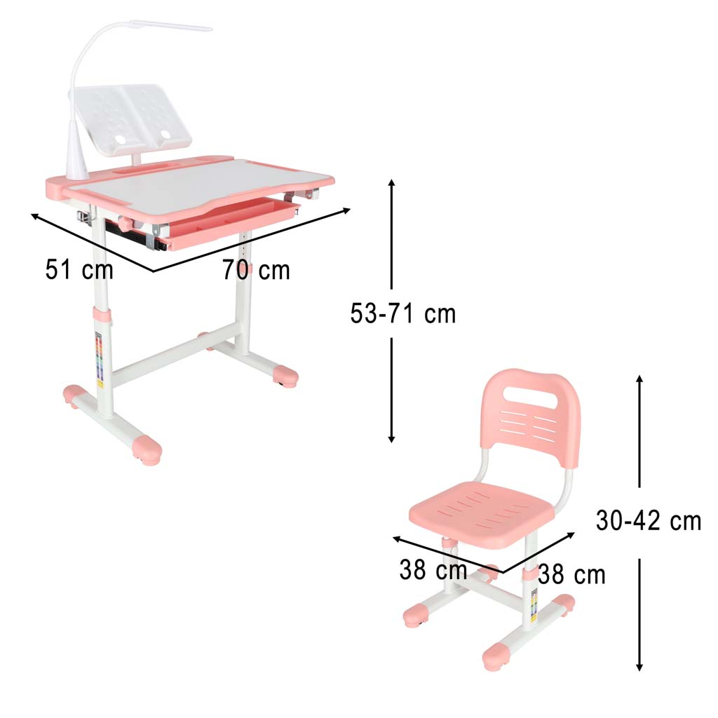 Reguleeritav laste kirjutuslaud ja tool + LED lamp ja lisad - Image 9
