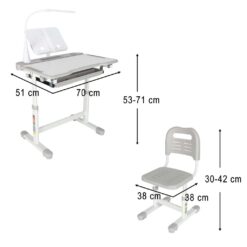 Reguleeritav laste kirjutuslaud ja tool + LED lamp ja lisad Soodukas.Com