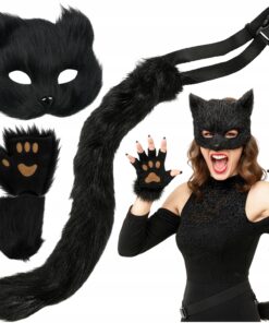 Loomakostüüm - karvane kassikostüüm, musta pantri kostüüm