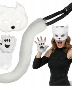 Loomakostüüm - karvane kassikostüüm, polaarrebase kostüüm