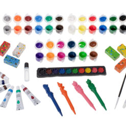 123-osaline kunstitarvete komplekt puidust kohvris Soodukas.Com